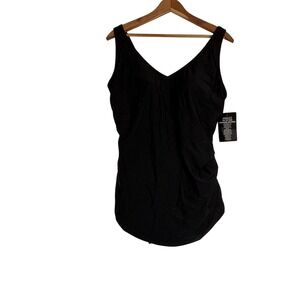 Swimsuits‎ For All Black One Piece Swimsuit Size 18 V-Neck Tummy Control
